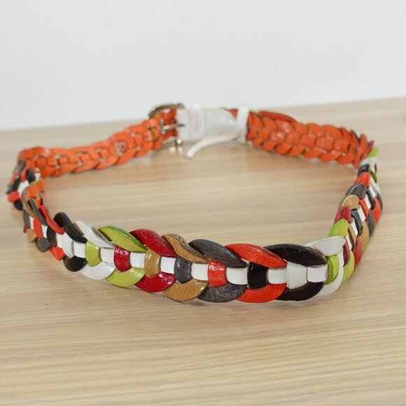 VINTAGE DOLCE DONNA Belt Womens Medium Braided Leather Italian Boho Y2K ITALY - Picture 5 of 14